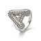 Letter Brass Micro Pave Clear Cubic Zirconia Open Cuff Ring for Women, Cadmium Free & Nickel Free & Lead Free, Platinum, Letter A, 20x18mm, US Size 6(16.5mm)