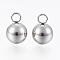 Tarnish Resistant 304 Stainless Steel Charm, Round, Stainless Steel Color, 11~12x8mm, Hole: 2.5mm