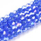 Imitation Jade Electroplate Glass Beads Strands, AB Color Plated, Faceted, Bicone, Royal Blue, 2.9~3.3x2.5mm, Hole: 0.7mm, about 135~140pcs/strand, 38~40cm