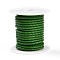Braided Cowhide Leather Cord, Leather Rope String for Bracelets, with Cotton Thread inside, Green, 4mm, about 5.46 yards(5m)/roll