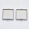 Non-Tarnish 304 Stainless Steel Cabochon Connector Settings, Plain Edge Bezel Cups, Square, Stainless Steel Color, Tray: 25x25mm, 34x28x2.2mm, Hole: 1.8mm