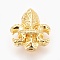 Brass Micro Pave Cubic Zirconia Beads, Lead Free & Cadmium Free & Nickel Free, Long-Lasting Plated, Fleur De Lis, Clear, Real 18K Gold Plated, 19x17.5x9mm, Hole: 1.5mm