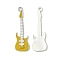 Alloy Enamel Big Pendants, Lead Free and Cadmium Free, Guitar, Platinum, Yellow, about 62mm long, 18.5mm wide, 2mm, thick, hole: 3mm