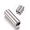 Tarnish Resistant 304 Stainless Steel Magnetic Clasps with Glue-in Ends, Column, Stainless Steel Color, 16x6mm, Hole: 4mm
