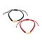 Nylon Thread Braided Bead Bracelet Sets, with Puzzle Pieces 304 Stainless Steel Links, Brass Beads, Mixed Color, 1/4 inch(0.5cm), Inner Diameter: 2 inch(5cm), 2pcs/set