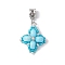 Dyed Synthetic Imperial Jasper & Glass Seed Beaded Star European Dangle Charms, Large Hole Pendants, with Brass Bails, Antique Silver, Deep Sky Blue, 43.5mm, Hole: 4.8mm