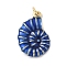 Brass Enamel Pendants, Conch Shell Charm, with Jump Ring, Lead Free & Cadmium Free, Long-Lasting Plated, Rack Plating, Real 18K Gold Plated, Blue, 22x15.5x4mm, Hole: 3.4mm