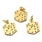Brass Pendant Rhinestone Settings, with Jump Ring, Long-Lasting Plated, Lead Free & Cadmium Free, Dice Charm, Real 18K Gold Plated, 14x10.5x1.5mm, Hole: 3mm, fit for 0.8mm rhinestone