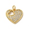 Brass Micro Pave Cubic Zirconia Pendants, Cadmium Free & Lead Free, with Jump Ring, Heart Charms, Real 18K Gold Plated, 16x17x3mm, Hole: 3.2mm