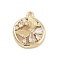 Brass Pave Clear Cubic Zirconia Pendants, Cadmium Free & Nickel Free & Lead Free, Flat Round with Butterfly, Long-Lasting Plated, Real 14K Gold Plated, 18.5x15.5x5mm, Hole: 1.6mm