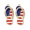 Independence Day Alloy Enamel Pendants, with Crystal Rhinestone, Golden, Flip Flops, 32x14x7mm, Hole: 1.8mm