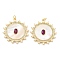 Brass Micro Pave Cubic Zirconia Pendants, Sun, with Shell and Imitation Pearl, Cadmium Free & Lead Free, Rack Plating, Long-Lasting Plated, with Jump Ring, Real 18K Gold Plated, 32x29.5x2.5mm, Hole: 3.5mm