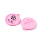 Spray Painted Alloy Pendants, Flat Round with Rose Charm, for Valentine's Day, Pink, 20.5x18x2mm, Hole: 1.5mm