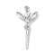 Rack Plating Brass Micro Pave Cubic Zirconia Pendants, Flower Charm, Cadmium Free & Lead Free, Long-Lasting Plated, Platinum, Clear, 22x11x3mm, Hole: 1mm