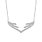 Rhodium Plated 925 Sterling Silver Pendant Necklace, with Micro Pave AAA Cubic Zirconia, Wing Shape, Platinum, 15.74 inch