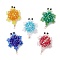 3D Electroplate Glass Seed Beaded Tortoise Pendants, with Real 18K Gold Plated Copper Wire, Faceted, Mixed Color, 37.5x24x14.5mm, Hole: 1.8mm