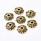 4-Petal Tibetan Style Alloy Flower Bead Caps, Cadmium Free & Nickel Free & Lead Free, Antique Golden, 8x8x2mm, Hole: 2mm