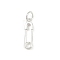 925 Sterling Silver Pendants, with Jump Rings, Safety Pin Charms, Silver, 16.5x4.5x1.5mm, Hole: 3.5mm
