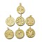 Brass Pendants, Flat Round, Cadmium Free & Lead Free, Rack Plating, Long-Lasting Plated, Real 18K Gold Plated, with Jump Ring, Mixed Shapes, 25~28x20~22x2~3mm, Hole: 3.5mm