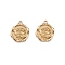 Ion Plating(IP) 304 Stainless Steel Pendants, Flat Round with Rose Pattern Charm, Real 14K Gold Plated, 15.5x13x2.8mm, Hole: 1.2mm