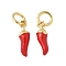 Brass Enamel Charms, Pepper Charms, with Jump Ring, Lead Free & Cadmium Free, Long-Lasting Plated, Rack Plating, Real 18K Gold Plated, Real 18K Gold Plated, 11.5x3.5mm, Hole: 3.4mm
