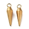 Ion Plating(IP) 201 Stainless Steel Pendants, Cone Charm, Real 18K Gold Plated, 18x5mm, Hole: 2.2mm