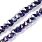 Electroplate Glass Beads Strands, Faceted, Plated AB Colors, Cone, Marine Blue, 5x6.5x5mm, Hole: 1.2mm, about 95~100pcs/strand, 18.66~19.06''(47.4~48.4cm)
