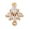 Brass Pave Clear Cubic Zirconia Connector Charms, Real 18K Gold Plated, Fan, 19x14.5x4mm, Hole: 1.5mm