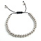 Adjustable Electroplate Titanium Stainless Steel Beads Braided Bead Bracelets for Women Men, Platinum, Inner Diameter: 1/4 inch(0.6cm)
