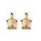 304 Stainless Steel Charms, Tortoise Charm, Real 14K Gold Plated, 11.5x8x3mm, Hole: 0.7mm