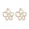 Glass Rhinestone Pendants, with Brass Findings, Flower, Clear, Real 18K Gold Plated, 20x17x2.5mm, Hole: 1.2mm