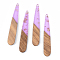 Transparent Resin & Walnut Wood Pendants, with Gold Foil, teardrop, , Lilac, 44x7.5x3mm, Hole: 1.5mm