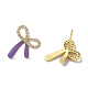 Серьги-гвоздики из латуни с бантом EJEW-R162-09G-3