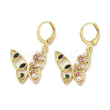 Серьги с подвесками из натуральной латуни в форме бабочки EJEW-L268-002G-1