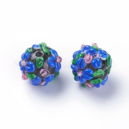 Ручной работы ухабистым Шарики Lampwork LAMP-E021-07B-1