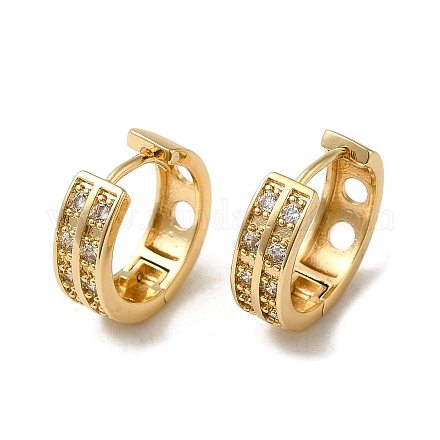 Серьги-кольца из латуни с микропаве из кубического циркония EJEW-L271-20KCG-01-1