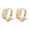 Rack Plating Brass Micro Pave Cubic Zirconia Hoop Earrings, Flower, Light Gold, 15x7mm
