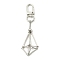 Brass Pouch Empty Stone Holder for Keychain, with Alloy Swivel Clasps, Platinum, 8.45cm