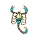 Scorpion Alloy Rhinestone Brooches for Backpack Clothes, Blue Zircon, 55x32mm