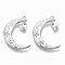 Brass Micro Pave Cubic Zirconia Pendants, Moon with Star & Bell, Nickel Free, Clear, Real Platinum Plated, 25.5x18x2.5mm, Hole: 1.2mm