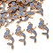 Alloy Enamel Pendants, Mermaid, Light Gold, Steel Blue, 29x12.5x2mm, Hole: 1.4mm