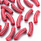 Opaque Crackle Acrylic Beads, Curved Tube, Indian Red, 32x10x8mm, Hole: 1.8mm, about 330pcs/500g