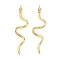 Brass Micro Pave Cubic Zirconia Pendants, Snake, Cadmium Free & Lead Free, Long-Lasting Plated, Rack Plating, Real 18K Gold Plated, 46.5x12.5x3.5mm, Hole: 1mm