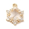 Brass with Cubic Zirconia Pendants, Cadmium Free & Nickel Free & Lead Free, Real 14K Gold Plated, Hexagram, Clear, 17.5x13x5mm, Hole: 1.4mm