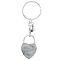 Natural Labradorite Keychain, with Brass Finding, Heart, 7.4cm