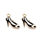 Rack Plating Alloy Enamel Pendants, Cadmium Free & Nickel Free & Lead Free, Light Gold, High Heels Charm, Black, 17x17.5x2mm, Hole: 2mm