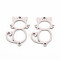 Non-Tarnish 304 Stainless Steel Link Connectors, Laser Cut, Cat, Stainless Steel Color, 22.5x16.5x1mm, Hole: 1.6mm