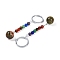 Natural Unakite Round Beaded Keychain, with Iron Rings, 95~96mm