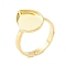 304 Stainless Steel Adjustable Ring Components, Bezel Cup Ring Settings, Teardrop, Real 18K Gold Plated, Inner Diameter: 17mm, Tray: 14x10mm