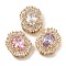 Oval Brass Micro Pave Cubic Zirconia Beads, Nickel Free, with Glass, Mixed Color, Real 18K Gold Plated, 16x12.5x7mm, Hole: 1.8mm